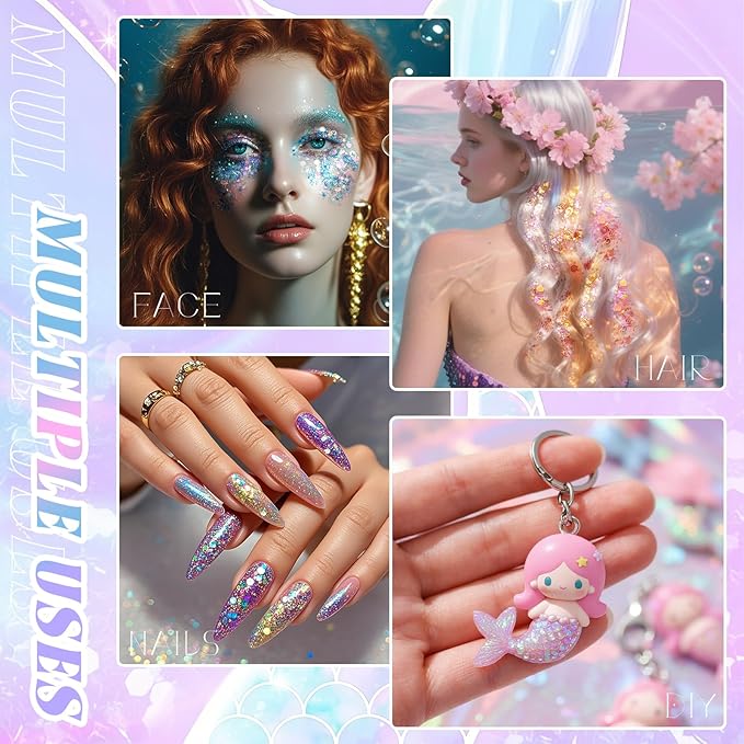 DAGEDA Pink Gold Body Glitter Gel,Sparkly Face Hair Eye Glitter Makeup,Quick-Drying Body Shimmer Holographic Sequins, Singer Concert, Festival Rave Makeup Accessories