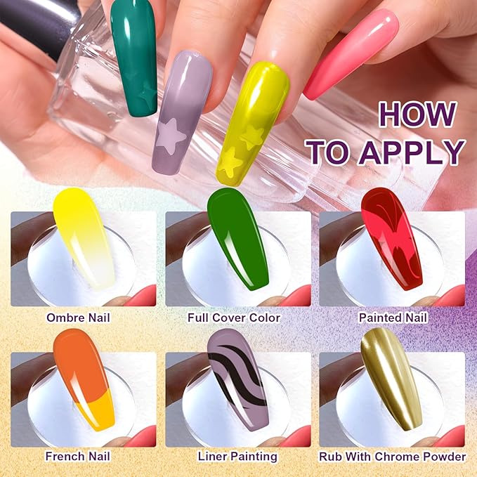 Gradient Painting Gel, 9 Colors Ombre Gel Nail Polish Orange Green Summer Sponging for Pigment Pat Aura Nails, French Manicure DIY Nail Art Vegetable Salad Color