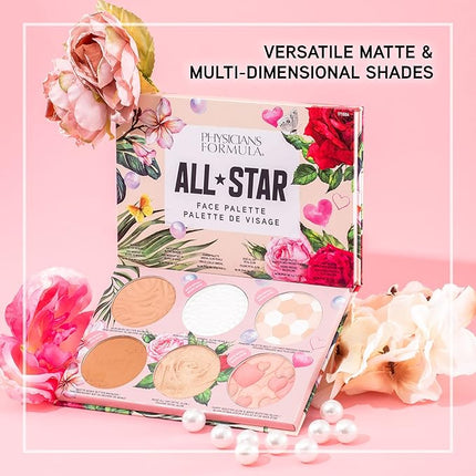 Physicians Formula All-Star Face Palette, Velvety-Smooth Buildable & Blendable Formulas,Versatile Matte and Multidimensional Shades, Cruelty-Free & Vegan - Natural