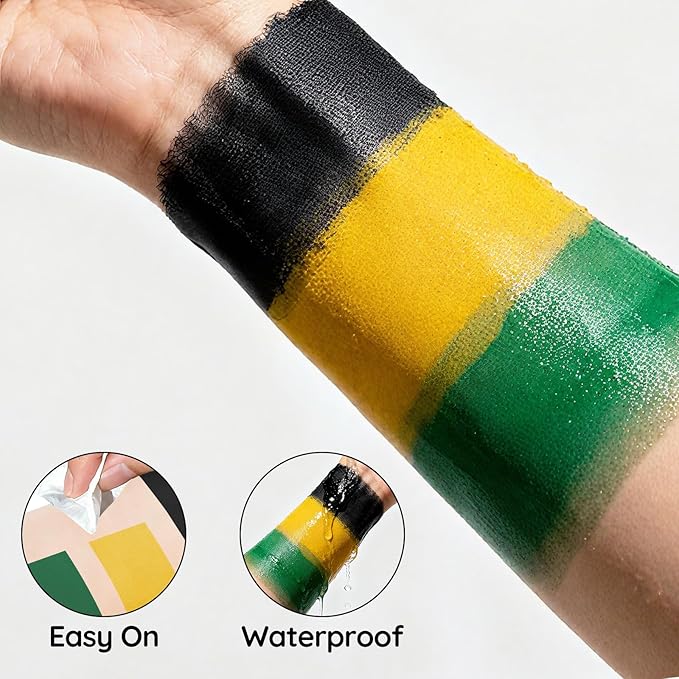 Halloween Black Yellow Green Face Paint Face Painting Kit For Witch Beast Boy Zombie Monster, Baseball Softball Sport Games, Cosplay, Costume, Theme Parties and SFX Special Effect