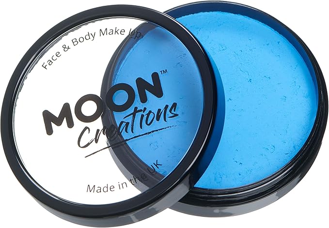 Pro Face & Body Paint Cake Pots by Moon Creations - Light Blue - Professional Water Based Face Paint Makeup for Adults, Kids - 1.26oz