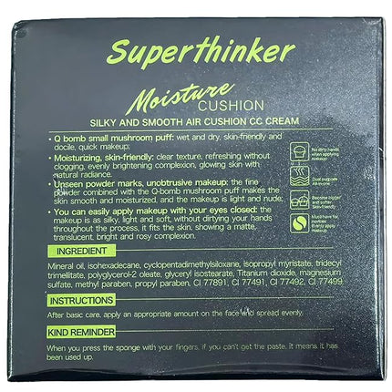 Air Cushion CC Cream Mushroom Head Foundation Makeup, BB Cream Face Makeup Foundation for Mature Skin, Moisturizing Natural Coverage, Tattoo cover up, Even Skin Tone for All Skin Types (Nude)