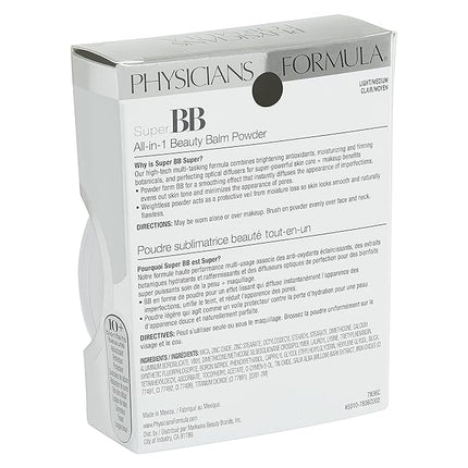 Physicians Formula Super BB Cream All-in-1 Beauty Balm Powder Light/Medium | Dermatologist Tested, Clinicially Tested