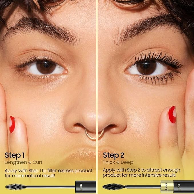 Mascara Volume and Length, Tubing Mascara Waterproof Formula and Lifting, No Clumping 2-1 for a Charming Curling Effect Eye Make up, Cruelty Free