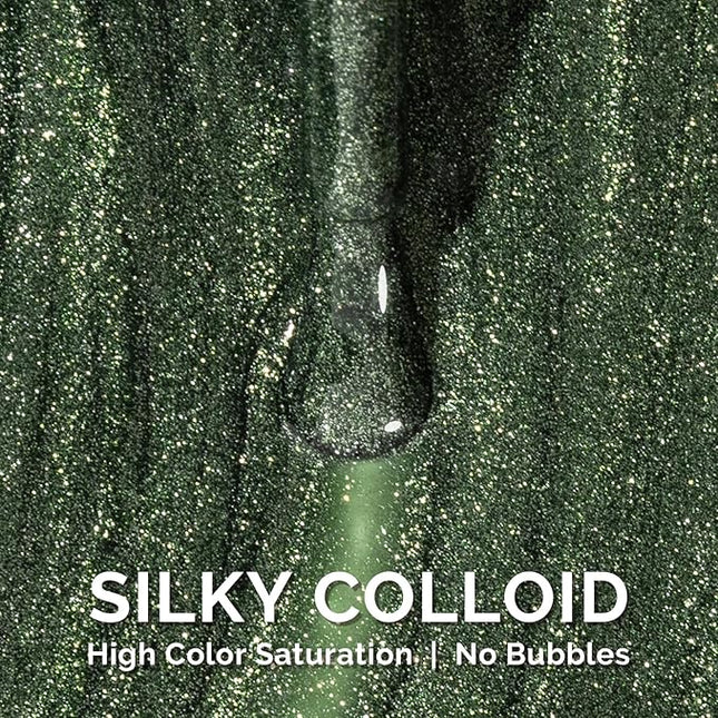 MelodySusie Green Glitter Gel Nail Polish,0.5fl oz Soak Off UV LED Christmas Green Glitter Gel Polish Gift for Women Nail Art Manicure Salon DIY Nail Design Decoration at Home-1751