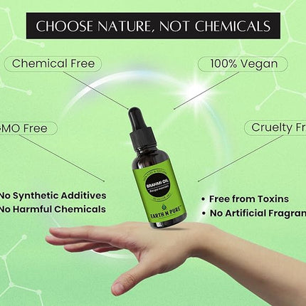 Earth N Pure Brahmi Oil for Hair, Cold Pressed, Natural and Therapeutic Grade with Glass Dropper - 30 ML