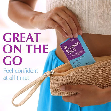 High-Performance Oil Absorbing Sheets for Face - 50 sheets - Makeup Friendly Blotting Papers for Oily Skin - Oil Blotting Sheets for Face