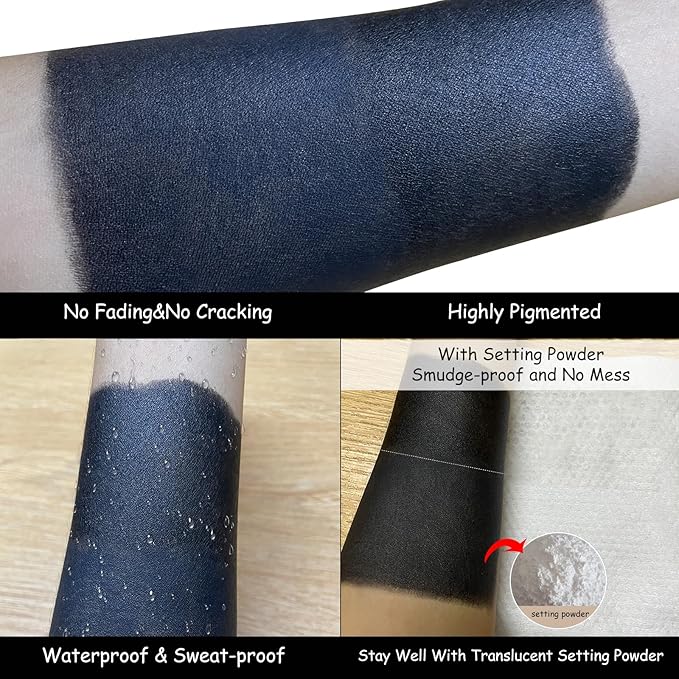 MEICOLY 6Pcs Halloween Makeup Kit,Black White Face Paint Clown White Makeup,Classic Pro Oil Based Face Body Paint for Adults and Kids, SFX Joker Zombie Vampire Skull Skeleton Cosplay,100g/3.53 oz