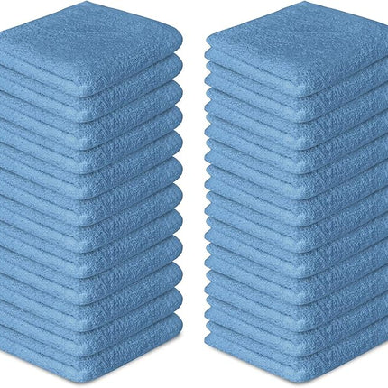Softolle 100% Cotton Washcloths 24 Pack (12x12 Inches) Soft, Highly Absorbent Washcloth, Face Towels, Wash Cloths for Face, Ring Spun, Bulk Pack (Sky Blue)