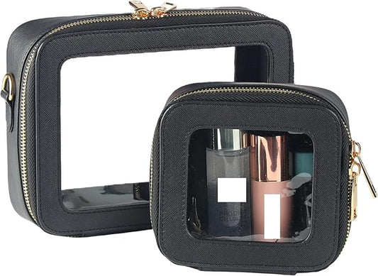 Small Clear Travel Makeup Bag Toiletry Bag Cosmetic Bag Set with Zipper for Women,Waterproof Transparent Makeup Pouch Travel Bag Organizer Case for Toiletries and Car Organization