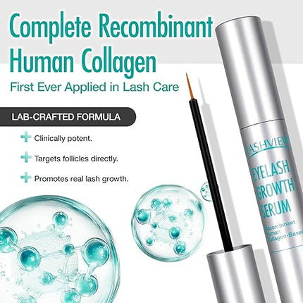 LASHVIEW Eyelash Growth Serum (0.17fl.oz / 5ml) - Premium Lash Enhancer for Longer, Thicker, Fuller Lashes - Strengthens & Conditions Lashes - Safe & Effective Formula for Visible Results in 2 Weeks