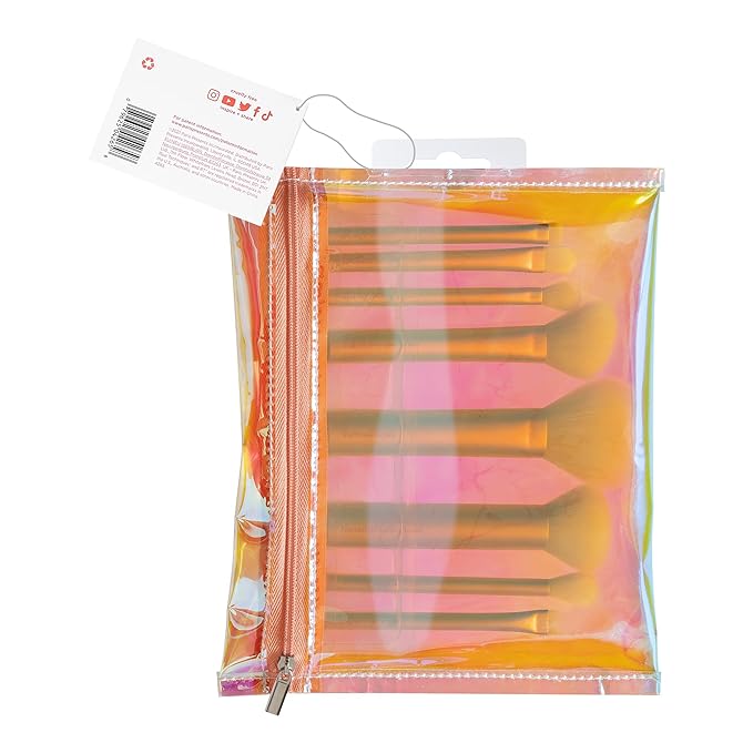 Real Techniques 9 Piece The Wanderer Makeup Brush Set, For Liquid, Cream, & Powder Eyeshadow, Foundation, Concealer, Blush, & Contour, Travel Midi-Size Brushes, Cruelty-Free, Synthetic Bristles