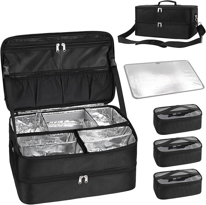 Extra Large Makeup Case, Professional Makeup Train Case for Makeup Artist Traveling Organizer, Double Layer XL Cosmetic Travel Case for Cosmetology with 3 Detachable compartments and 3 Makeup Bags