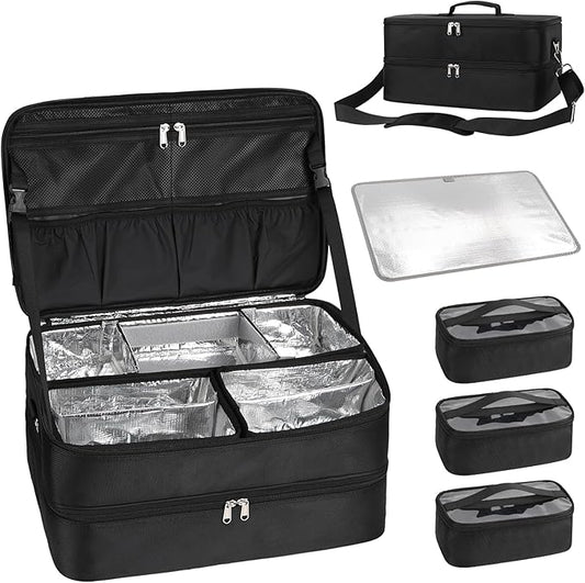 Extra Large Makeup Case, Professional Makeup Train Case for Makeup Artist Traveling Organizer, Double Layer XL Cosmetic Travel Case for Cosmetology with 3 Detachable compartments and 3 Makeup Bags