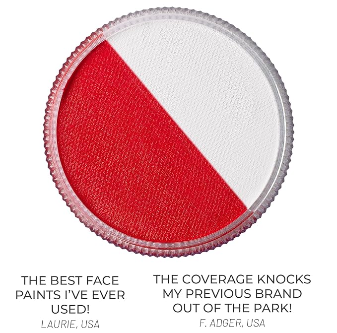 Blue Squid Face Paint Water Based Single Cake Professional Face Paint & Body Paint - Water Activated, Kids Adults Face Painting for Costume, Halloween Makeup, Cosplay - Red & White Face Paint 30g