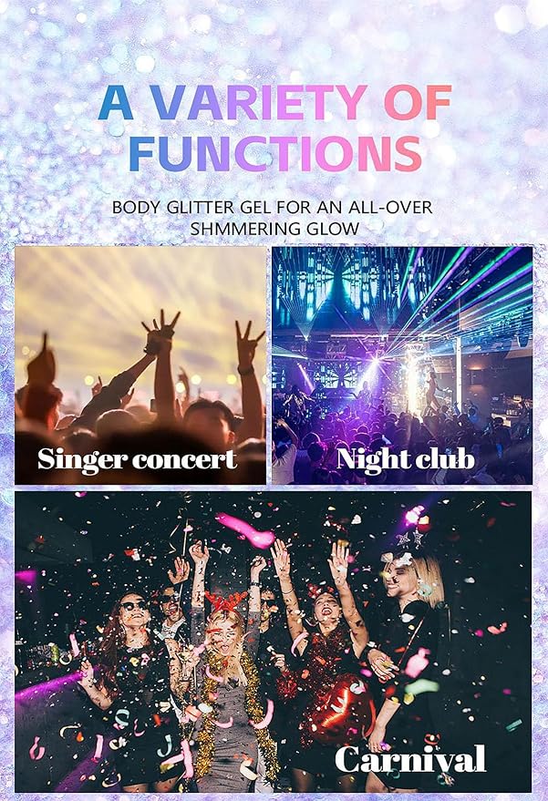 Black Orange Purple Body Glitter Stick, Holographic Glitters Rave Accessories Music Festival Party Glitter Gel.