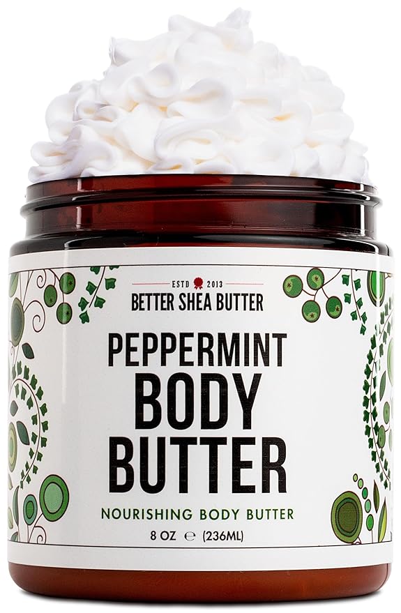 Peppermint Body Lotion | Moisturizer for Dry Skin | with Raw Shea Butter and Jojoba Oil | No Synthetic Fragrances, Non-Greasy Body Cream for Men and Women | 8 oz