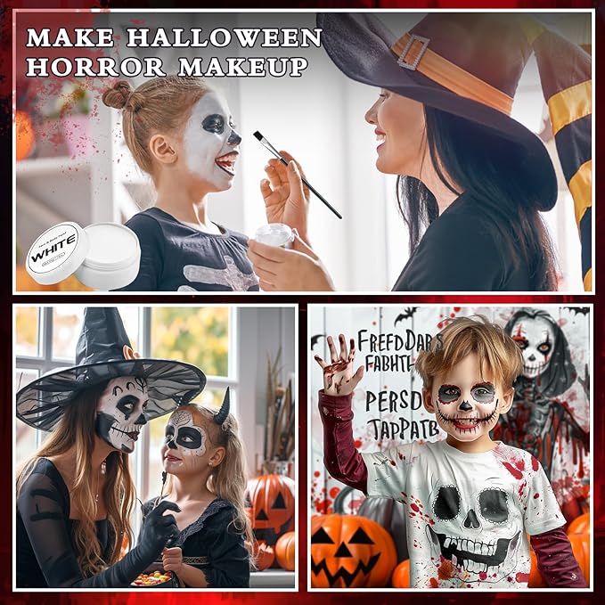 Halloween Clown Makeup Kit: Red White Black Blue Face Body Paint Kit - Pro Oil Based Halloween Face Body Paint for Adults Kids - Clown Movie Cosplay SFX Halloween Makeup Painting Set