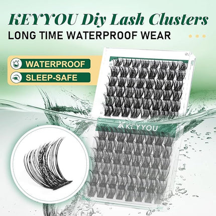 Lash Clusters,96 Pcs Cluster Lashes Y13 D Curl 12mm DIY Lash Extensions Eyelash Clusters,KEYYOU Volume Wispy Individual Lashes Soft&Comfortable Easy DIY at Home(Y13,D-12mm)