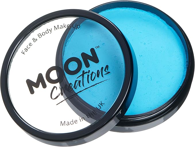 Pro Face & Body Paint Cake Pots by Moon Creations - Aqua - Professional Water Based Face Paint Makeup for Adults, Kids - 1.26oz