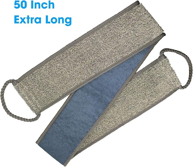 Loofah Back Scrubber, 50 Inch Extra Long Natural Flax Exfoliating Back Scrubber for Shower for Men Women, Deep Clean & Invigorate Your Skin