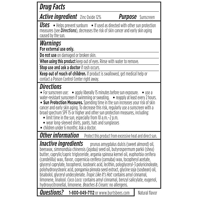 Burt’s Bees SPF 30 Lip Balm, Island Getaway - Coco Loco, Beaches & Cream, Tropic Like It's Hot, Water-Resistant Sun Care, Natural Origin Lip Treatment, 3 Tubes, 0.15 oz