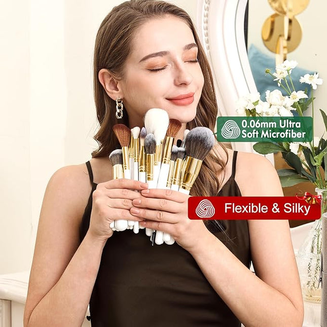 Professional Makeup Brushes Set Premium Quality Goat Hair Synthetic Fiber Powder Foundation Highlight Concealer Eyeshadow Blending By Bueart Design