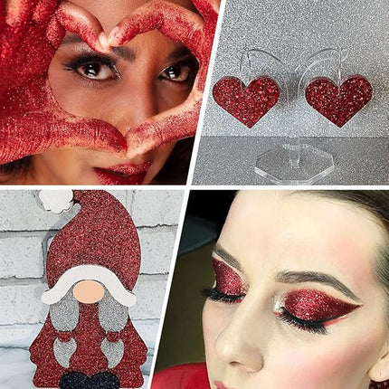 150g Extra Fine Glitter, Holographic Ultra Fine Glitter Powder for Resin, Tumblers, Makeup Face Eye Hair Body, Crafts Painting Arts, Nail Art DIY Decoration (Rosewood Red)