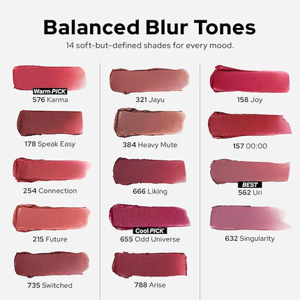 Unseen Blur Soft-matte Lip Tint Long-Lasting Stain, Blendable 3.2g, Holiday Stocking Stuffer, Winter Makeup Essentials (576 Karma, 0.11 oz)