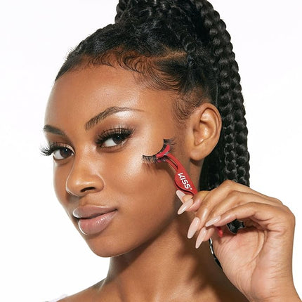 KISS Lash Couture LuXtensions Collection False Eyelashes, Flat Lash Technology, Super Slim Lash Band, Real Lash Extension Fibers, Reusable, Style ‘Cashmere’, 14mm, 1 Pair Strip Lashes