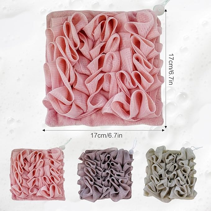 3 PCS Soap Bar Loofah,2 in 1 Bar Soap Loofah Pouch,Can Hold Soap,Effective Exfoliation,for Bathing (Khaki + Coffee + Pink)