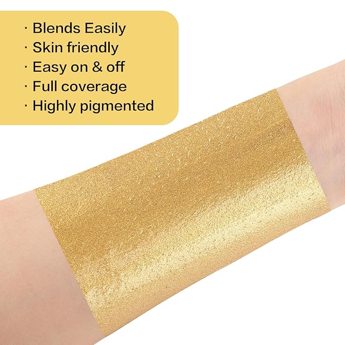 BOBISUKA Gold Face Body Paint, Metallic Oil-based Painting Kit, Cream Blendable Facepaint for Halloween Cosplay, Costume, Parties, Stage, Theater, SFX Special Effect Makeup（2.1 Fl.oz）
