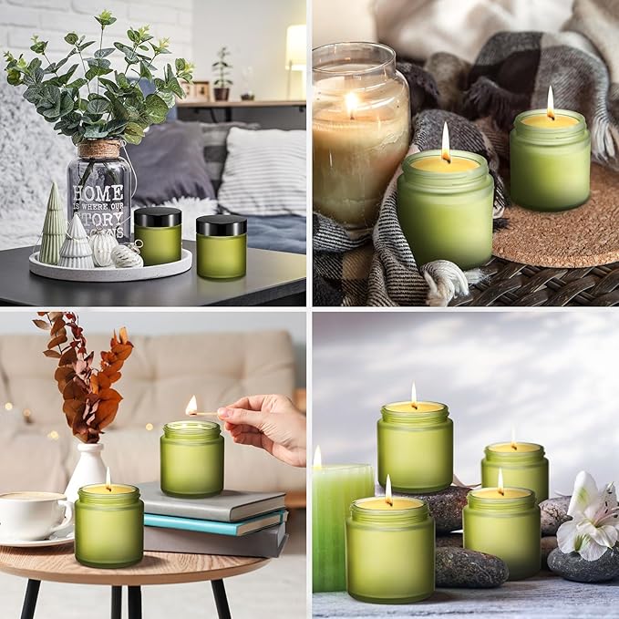 Norme 96 Pcs 4 oz Glass Jars with Lids Leakproof Round Airtight Empty Cosmetic Jars with Inner Liners Lid for Storing Lotions Powder Ointments Candle Making Tins (Pea Green)