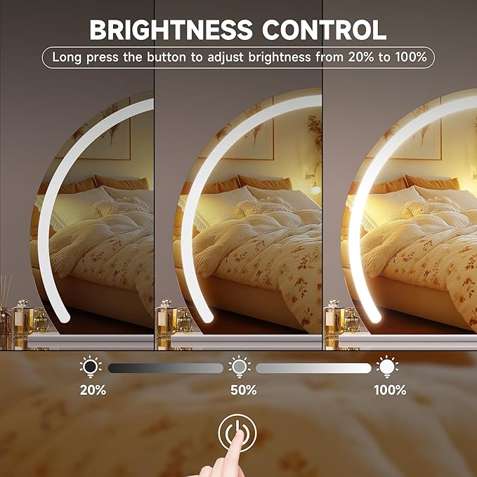 Hasipu Vanity Mirror with Lights, 22.8" x 18.1" LED Makeup Mirror, Lighted Makeup Mirror with Lights, Smart Touch Control 3 Colors Dimmable Mirror 360°Rotation USB Port White