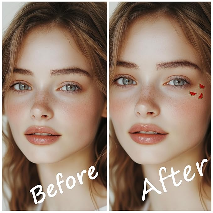 10pcs Watermelon Face Makeup Patches, Temporary Facial Tattoos for Adults, Water Resistant