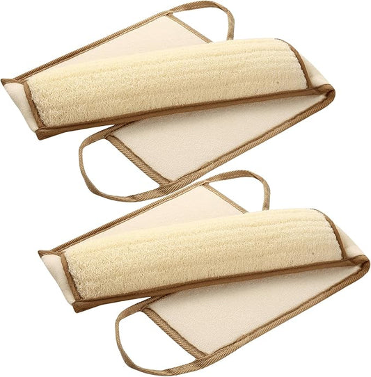 Exfoliating Natural Loofah Sponge Back Scrubber for Shower, Exfoliating Sponge for Shower, Bath Shower Scrubber for Men and Women, Luffa Scrubber to Clean Your Back Deeply Relax Your Body (2 Pack)