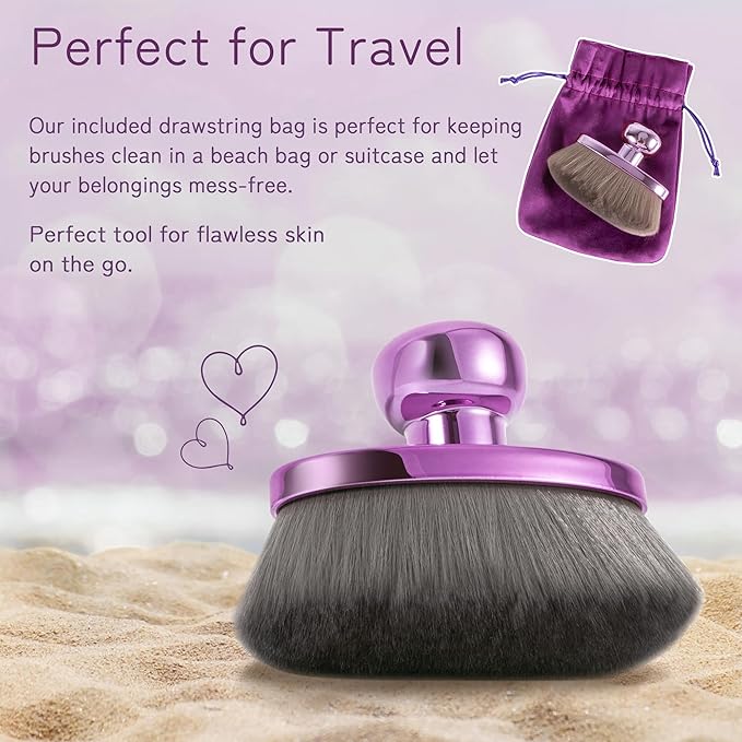 Extra Large Body Makeup Brush For Self Tanner, Leg Makeup &Bronzer Blend,116mm Oval-headed Kabuki Brush Provides More Even &Pretty Application, Sunscreen Face& Back Makeup Brush, Wet&Dry Use- Purple