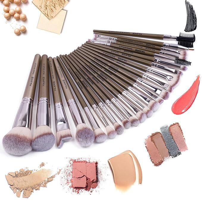 MAANGE Makeup Brush Set 23 Pcs Makeup Brushes Premium Synthetic Make up brushes Professional Face Powder Blush Pointed Eyeshadow Blending Brush Gifts for Women/Girls(Champagne)