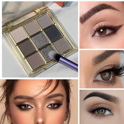 K'APEINE Nude Neutral Eyeshadow Palette, 9Colors Brown Matte Metallic Shimmer Finish Makeup Palette Ultra-Blendable Neutrals Eye Shades Travel Makeup Long Lasting for Women Daily, Parties-LG4