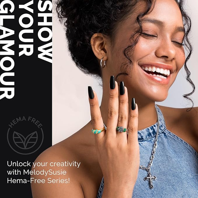 MelodySusie Hema Free Gel Nail Polish, 0.5 Fl Oz Thick Black Gel Polish, Non Toxic, Long Lasting, Soak Off UV Nail Polish, Manicure Nail Design Salon DIY Nail Art at Home 480