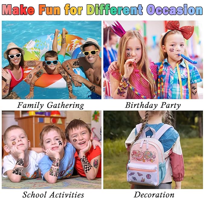 52 Sheets Kids Temporary Tattoos, Full Arm Sleeve Dinosaurs Monster Car Space Fake Tattoos for Boys, Mermaid Unicorn Butterflies Face Body Stickers for Girls Birthday Gifts Party Supplies