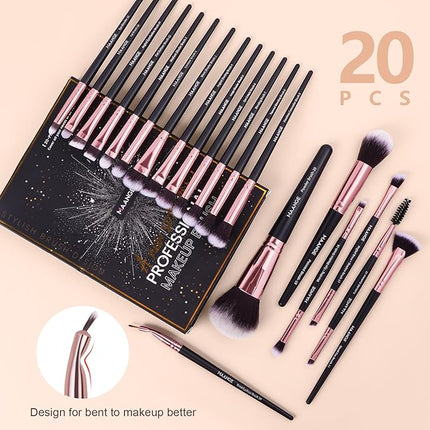 Make up Brushes, 20 Pcs Professional Makeup Brushes Set Foundation Eyeshadow Blush Brush,Travel Kabuki Blending Concealers Face Powder Eye Makeup Brush Sets with Gift box(Black)