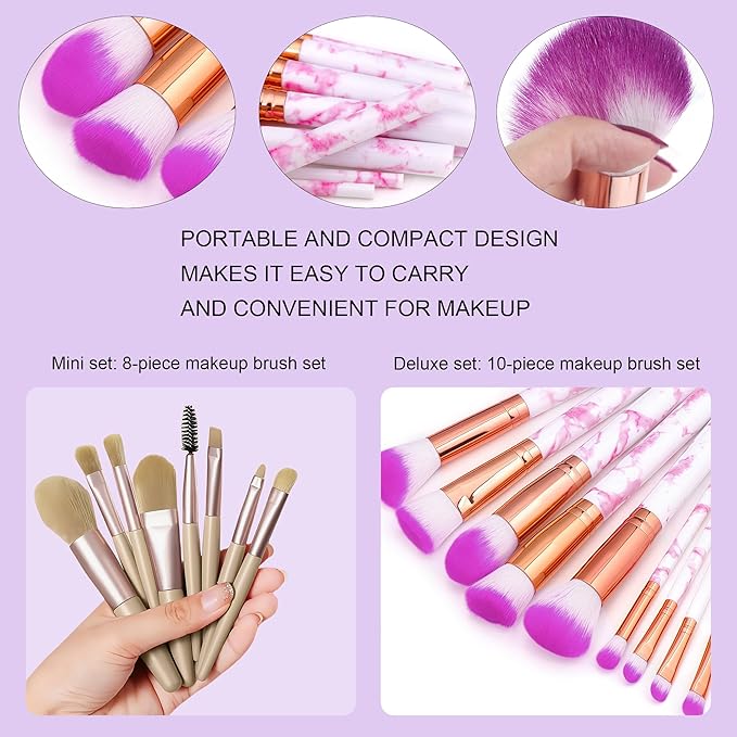 30 Pcs Makeup Brush Set with 12 Pcs Blending Sponge & Mirror - Premium Synthetic Kabuki Foundation Powder Concealer Eyeshadow Blush Brushes Kit - Cosmetic Tools (Purple 30 Pcs Set)