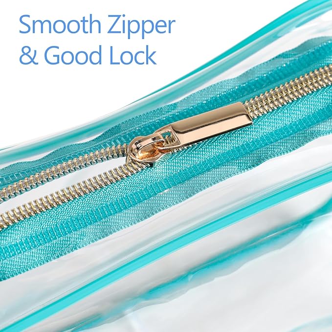 PACKISM Clear Makeup Bag - 3 Pack TSA Approved Toiletry Bags Clear Toiletry Bags for Traveling, Airport Carry on Compliant Bag, Green