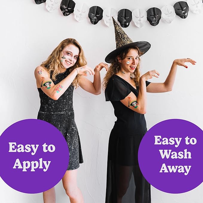 HOUSE OF PARTY Halloween Temporary Tattoos for Kids - Pack of 116 - Day of the Dead Tattoos - Non-Toxic Waterproof Stickers for Boys and Girls - Ideal for Halloween Party Supplies and Decorations!