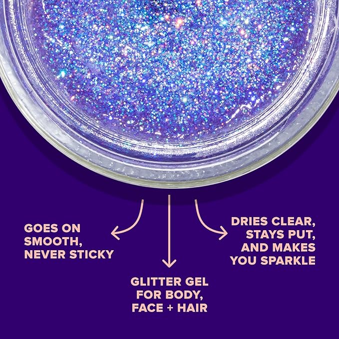 UNICORN SNOT Holographic Face Glitter & Body Glitter Gel | Glitter Makeup, Hair Glitter, Festival Rave & Anime Cosplay, Halloween Costume Makeup | Vegan & Cruelty Free, 1.7 oz Purple Glitter (UV)
