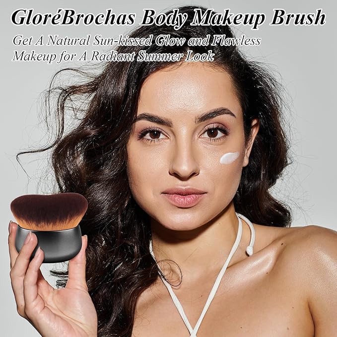 75MM Extra Large Self Tanner Kabuki Makeup Brush – Ultra Soft Dense Vegan Bristles for Body Makeup, Bronzer & Foundation–Applies Tanning Mousse, Lotion & Self Tanner–Black, Wet & Dry