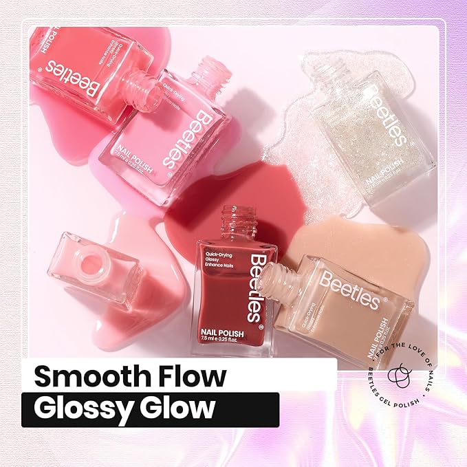 Beetles Nail Polish Set - 12 Colors Jelly Pink Quick Dry Nail Polish Glitter Nail Polish Kit Air Dry Serenely Chic Fingernail Polish Diy Nail Art Set Home