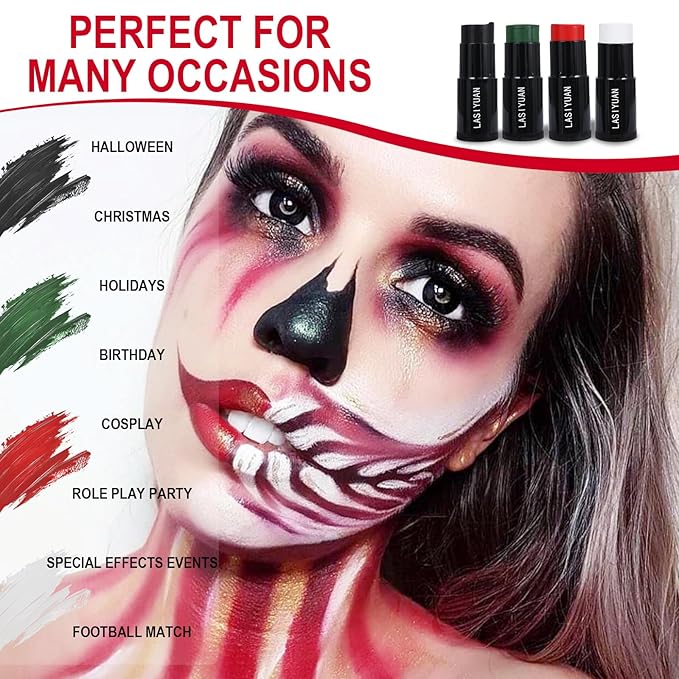 Face Body Paint Stick (BLACK)，Water Resistant Sports Body Makeup Athletes Softball， Football Baseball Eye Stick， Professional Halloween Face Makeup Kit ，for Halloween costume， Zombie Clown Vampire