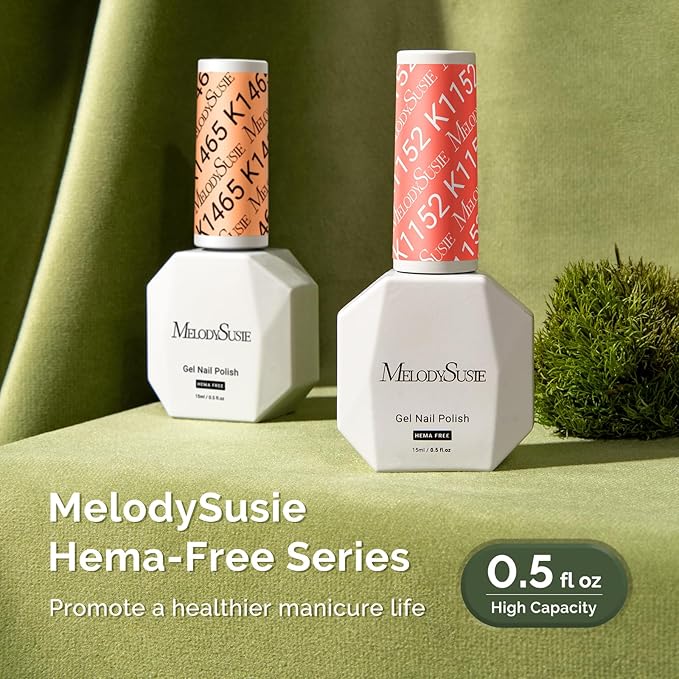 MelodySusie Hema Free Gel Nail Polish, 0.5 Fl Oz Thick Coral Orange Gel Polish, Non-Toxic, Long Lasting, Soak Off UV Nail Polish, Manicure Nail Design Salon DIY Nail Art at Home K1152